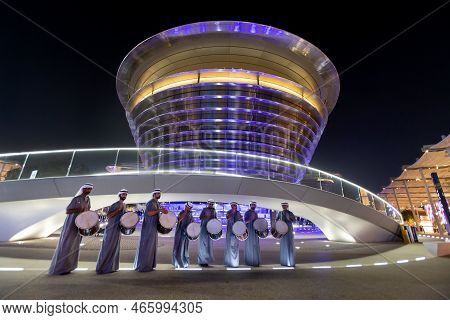 Traditional Emirati Performance Next To Mobility Pavilion Alif A At Expo 2020 In Dubai