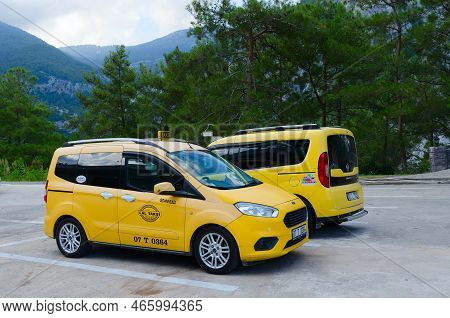 Mount Tahtali, Turkey - September 21, 2022: Taxi Rank At Lower Station Of Olympos Teleferik Cable Ca