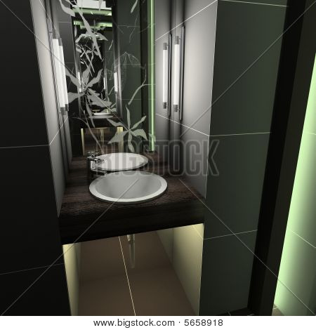 3D vykreslení moderní interiér WC