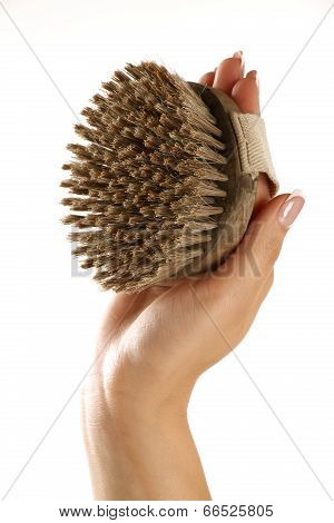 Scrub Brush In A Beautiful Female Hand