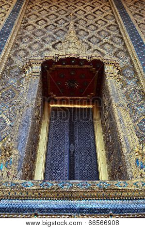 Thai style pattern wall and window of ubosot