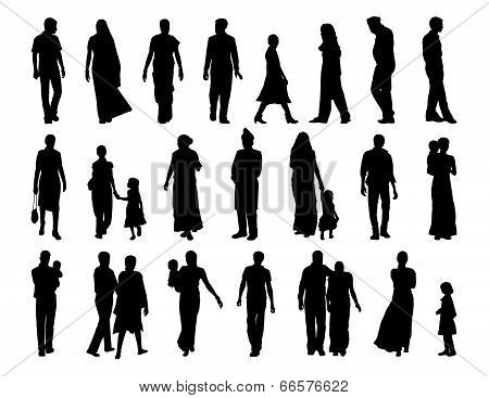 Big Set Of Indian People Silhouettes
