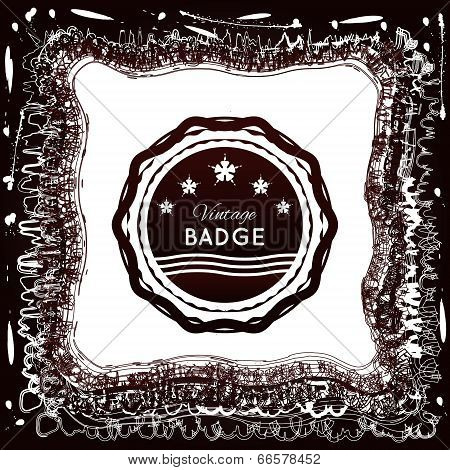 Vintage badge on an abstract background of jagged line