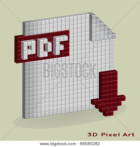 Vector pdf download button. Pixel art