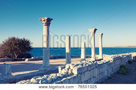 Colonnade in ruins of the Ancient Greek city of Chersonese