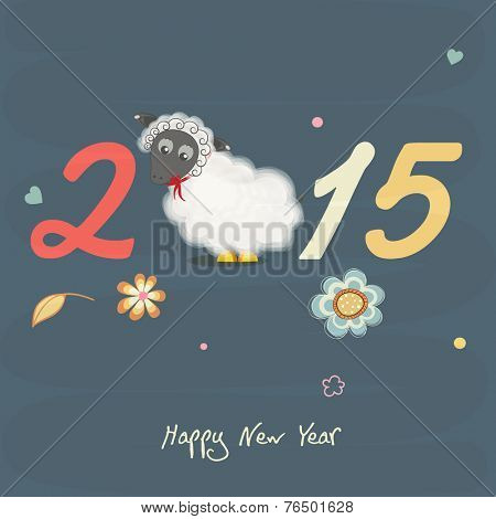 Kiddish greeting card design with colorful text and sheep for year of the sheep 2015 celebrations.
