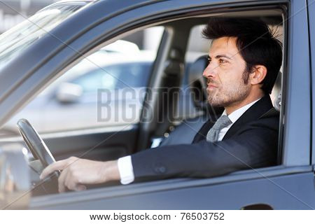 Man driving a car
