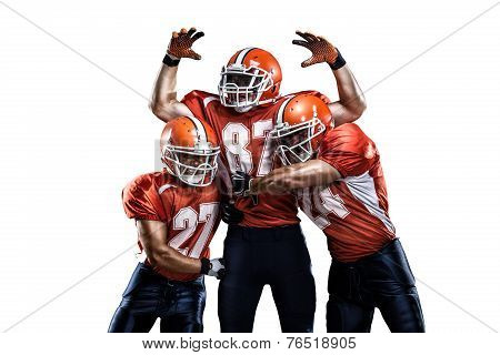 American football player in action white isolated