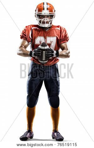 American football player in action white isolated