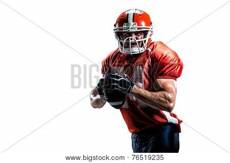 American football player in action white isolated