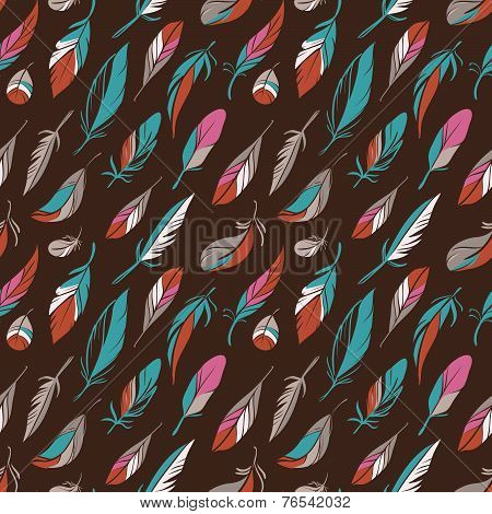 Vintage seamless pattern with feathers