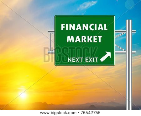 Financial Market Green Road Sign
