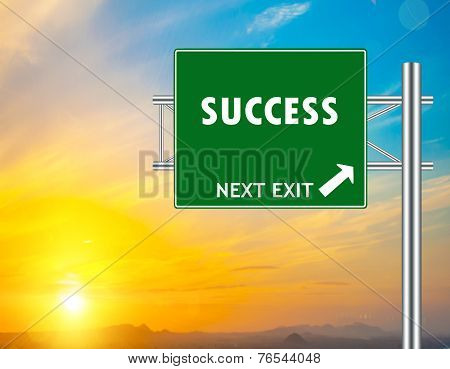 Success Green Road Sign