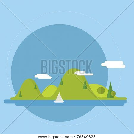 Flat nature landscape illustration - Vector illustration in trendy flat style