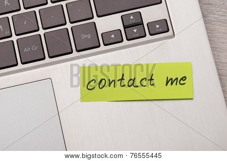 Contact Me Sticky Note On Laptop