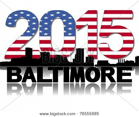 Baltimore skyline 2015 flag text vector illustration