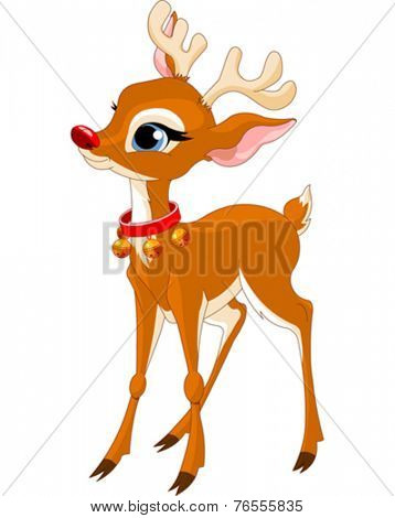 Illustration of cute Christmas reindeer Rudolf