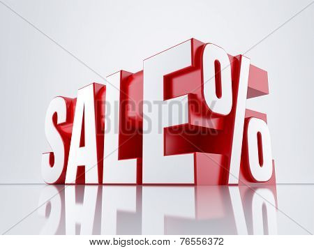 Sale concept 3D illustration over reflective background.