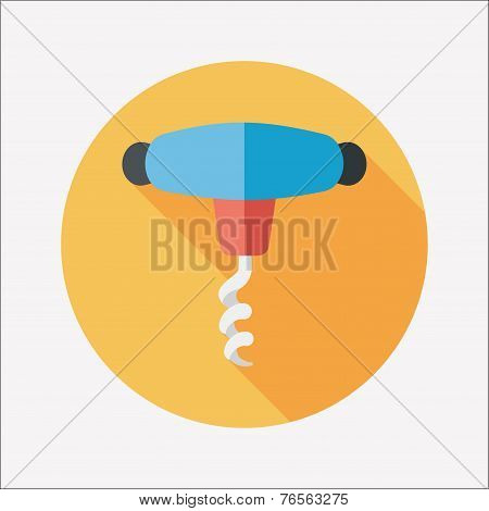 Kitchenware Corkscrew Flat Icon With Long Shadow,eps10