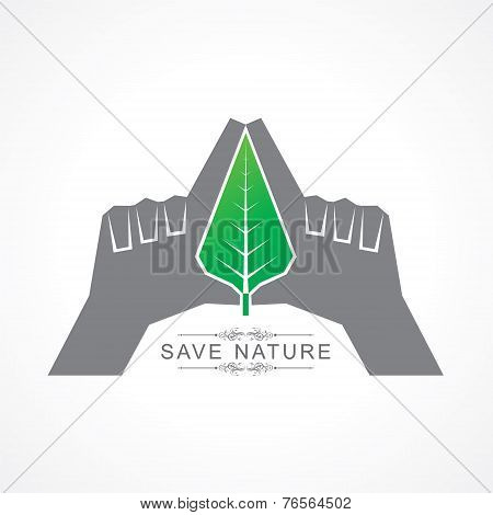 Save nature concept with leaf stock vector