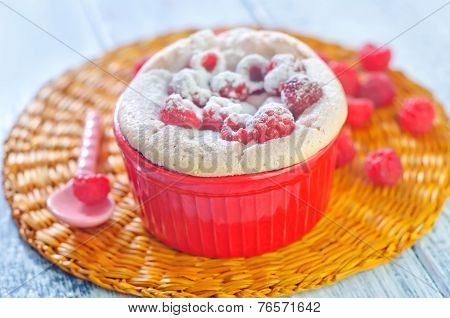 fresh soufflé with raspberries