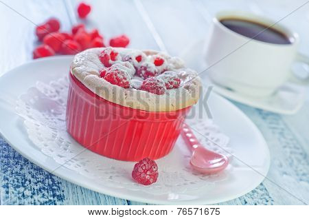 fresh soufflé with raspberries