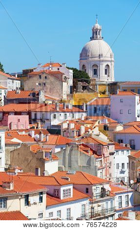 Lisbon view of Alfam's region and Santa Engrassiya's (Pantheon) church