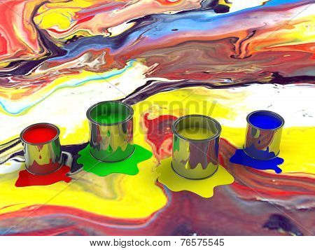 Color paint tank, abstract background