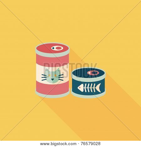 Pet Cat Food Can Flat Icon With Long Shadow,eps10