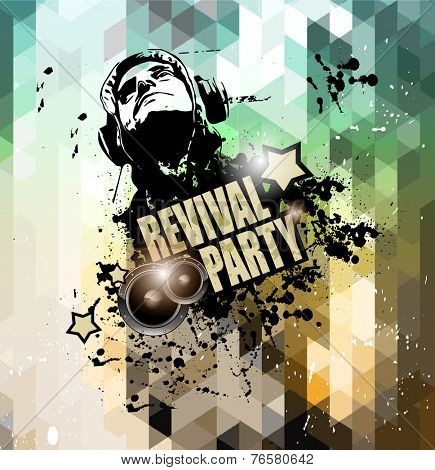 Disco flyer design for music club night events promotion, poster layout or magazine page or album covers.