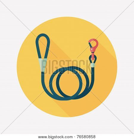 Pet Dog Lead Flat Icon With Long Shadow,eps10