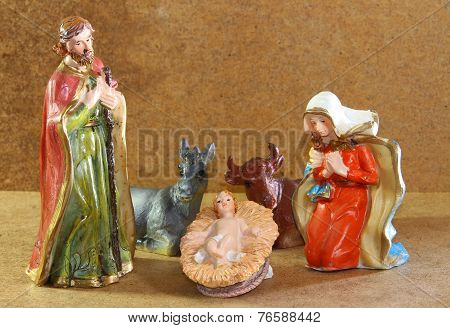 Nativity Scene With Jesus Mother Mary And Joseph