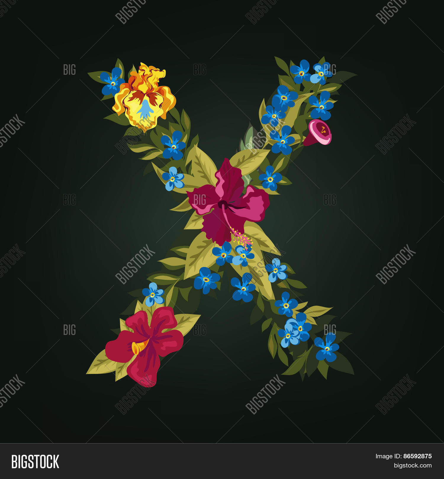 X Letter. Flower Vector & Photo (Free Trial) Bigstock