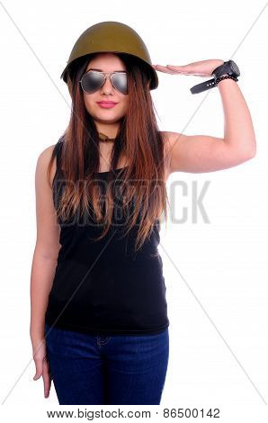 Girl stay like a solder and salting army