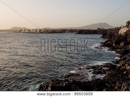 Sunset In Costa Del Silencio. Tenerife, Canary Islands. Spain