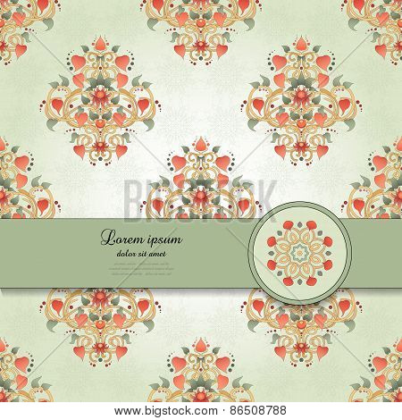 Vector Card With Floral Symmetrical Elements