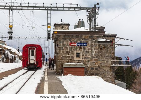 Bernina Express Stopped At Alp Grum