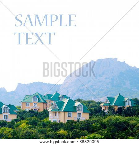 Duplex-type houses isolated on white background.