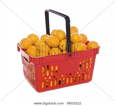 Shoppingbasket filled with oranges