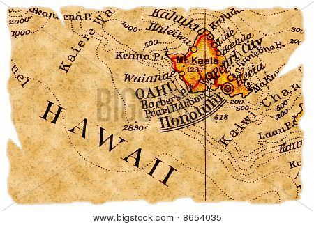 Antica mappa di Honolulu