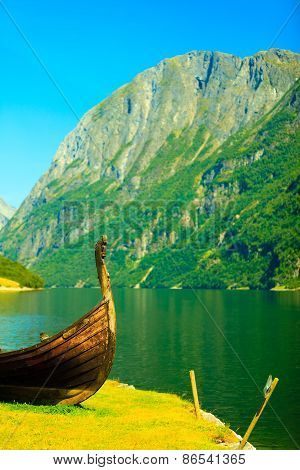 Tourism And Travel. Mountains And Fjord In Norway.