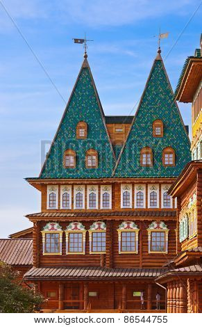 Wooden palace of Tsar Alexey Mikhailovich in park Kolomenskoe - Moscow Russia