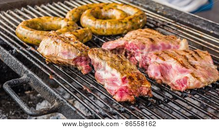 Sai Aua And Grilled Pork (notrhern Thai Spicy Sausage ) ,chiang Mai , Thailand