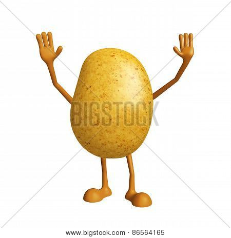 Potato Character With Saying Hi Pose