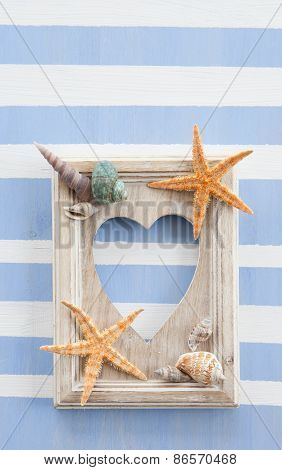 Rustic Wooden Frame On Stripes