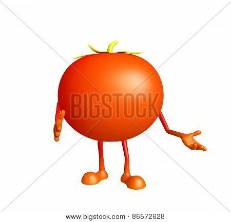 Tomato Character With, Shakehand Pose