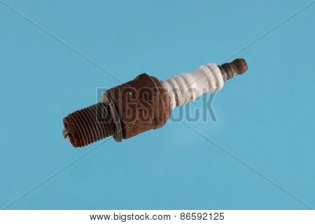 Old Spark Plug. Chromakey Background.