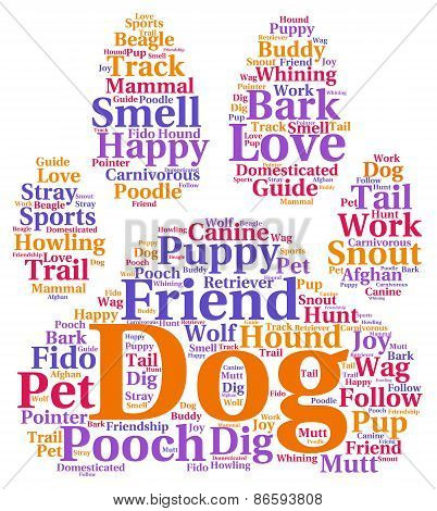 Paw Shaped Dog Word Cloud