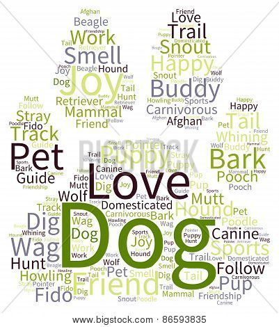 Paw Shaped Dog Word Cloud