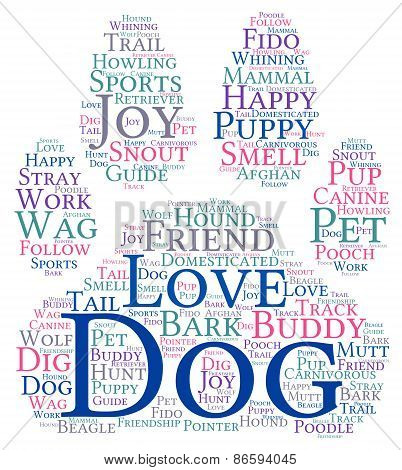 Paw Shaped Dog Word Cloud